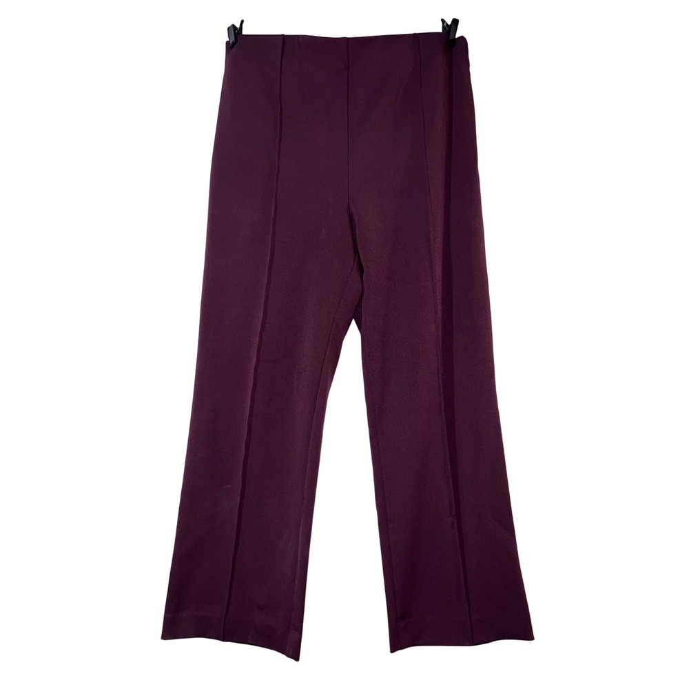 Ann Taylor Womens Burgundy Pintuck Straight Leg Dress Pants Size 14 Side Zip